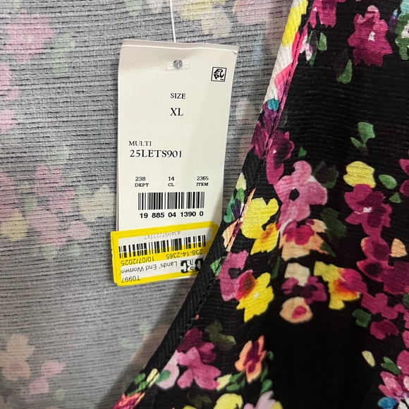 Lands' End Floral swim cover up Dress in Black and Pink NWT size XL women’s - Picture 5 of 8